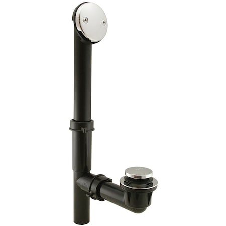 Jones Stephens Chrome Plated Two-Hole Toe Touch Bath Waste Kit, Tubular Full Kit, Black Plastic P39506